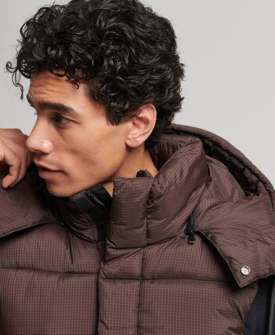 Superdry giletă scurtă căptușită de la margine îmbrăcăminte maro bărbați JX0Z958