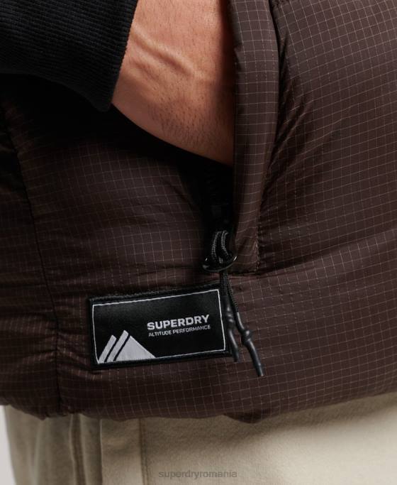 Superdry giletă scurtă căptușită de la margine îmbrăcăminte maro bărbați JX0Z958