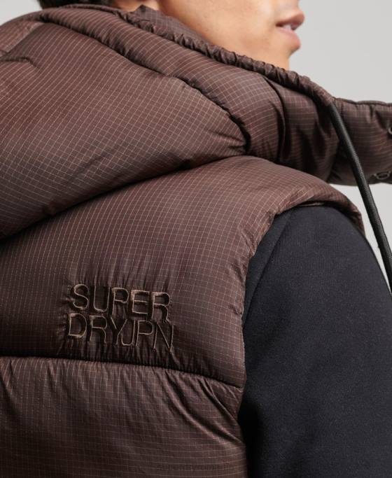 Superdry giletă scurtă căptușită de la margine îmbrăcăminte maro bărbați JX0Z958