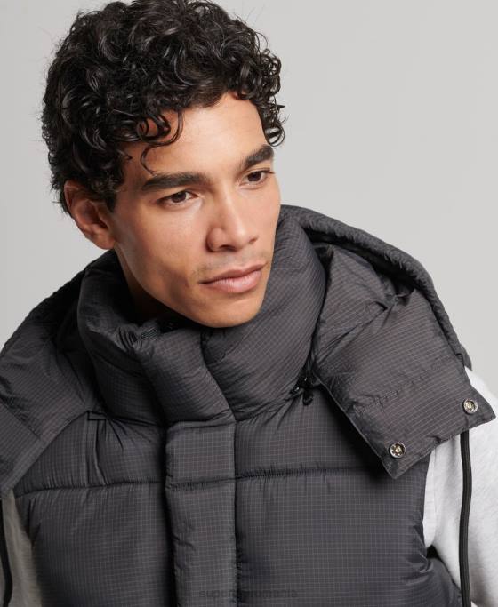 Superdry giletă scurtă căptușită de la margine îmbrăcăminte negru bărbați JX0Z1032