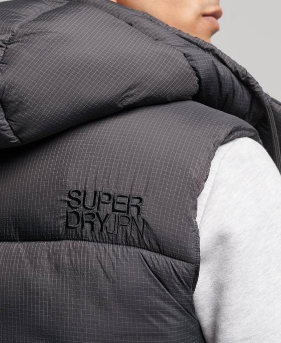 Superdry giletă scurtă căptușită de la margine îmbrăcăminte negru bărbați JX0Z1032
