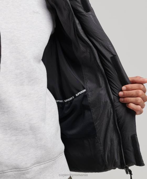 Superdry giletă scurtă căptușită de la margine îmbrăcăminte negru bărbați JX0Z1032