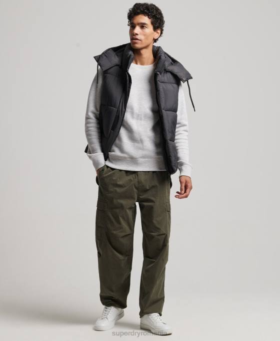 Superdry giletă scurtă căptușită de la margine îmbrăcăminte negru bărbați JX0Z1032