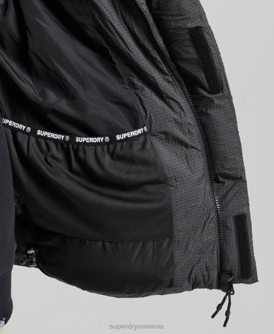 Superdry giletă scurtă căptușită de la margine îmbrăcăminte negru femei JX0Z3581