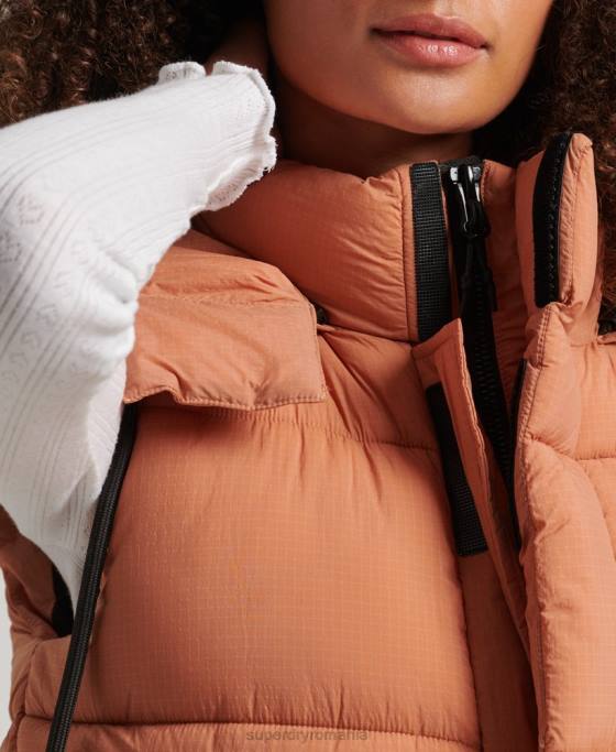 Superdry giletă scurtă căptușită de la margine îmbrăcăminte portocale femei JX0Z3580