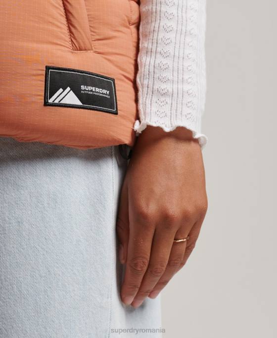 Superdry giletă scurtă căptușită de la margine îmbrăcăminte portocale femei JX0Z3580