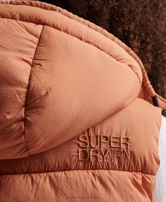 Superdry giletă scurtă căptușită de la margine îmbrăcăminte portocale femei JX0Z3580