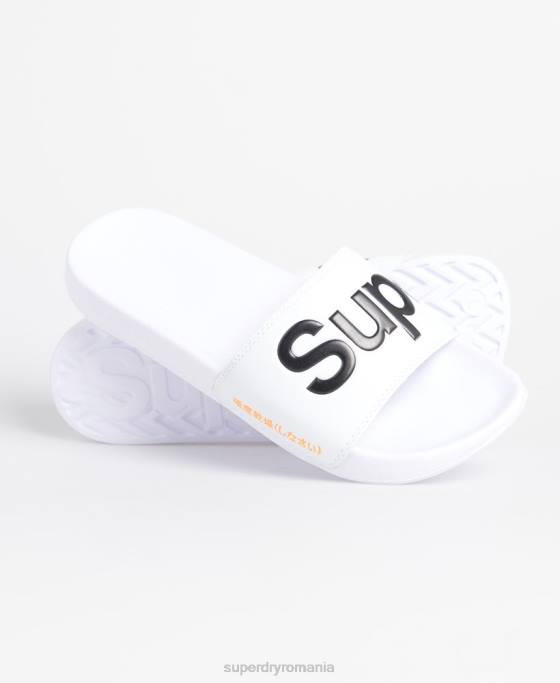Superdry glisoare clasice cu logo pantofi alb bărbați JX0Z1939