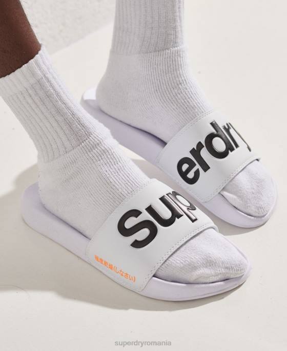 Superdry glisoare clasice cu logo pantofi alb bărbați JX0Z1939