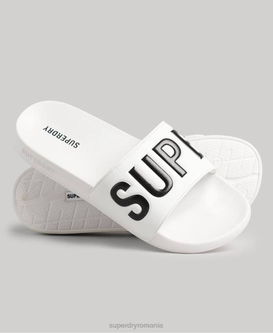 Superdry glisoare de bazin de bază pantofi alb bărbați JX0Z1890