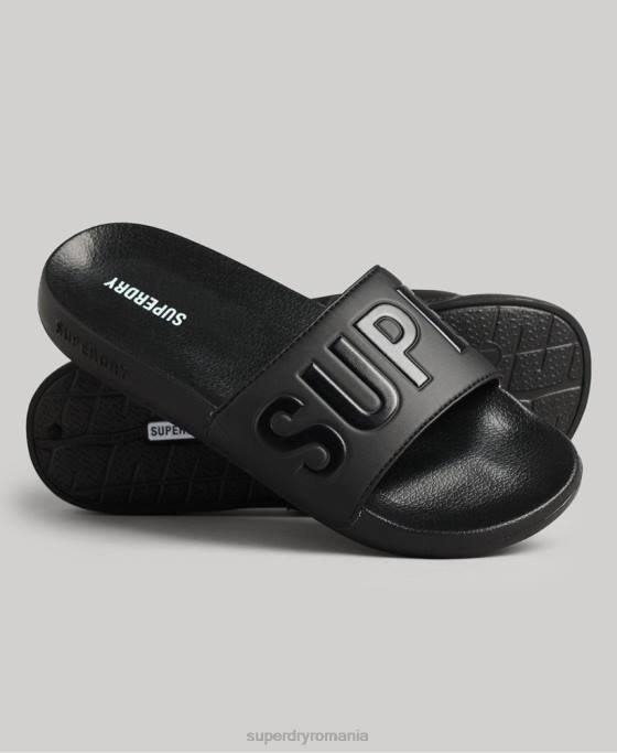 Superdry glisoare de bazin de bază pantofi negru bărbați JX0Z1884
