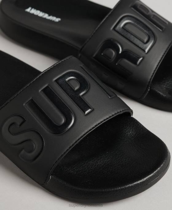 Superdry glisoare de bazin de bază pantofi negru bărbați JX0Z1884