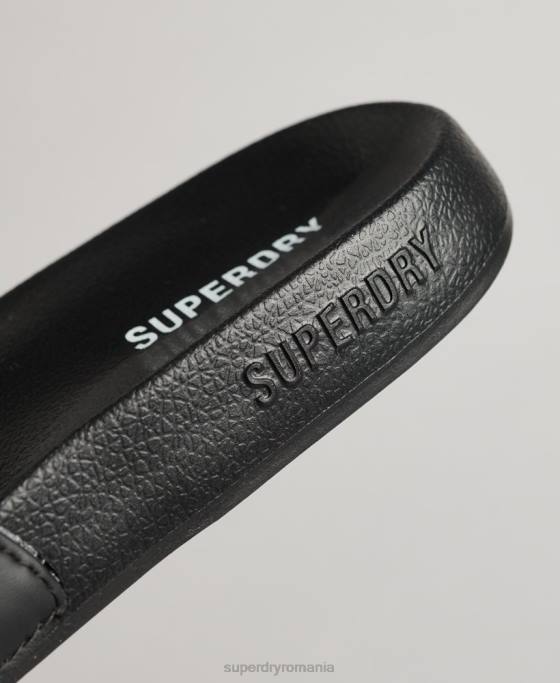 Superdry glisoare de bazin de bază pantofi negru bărbați JX0Z1884