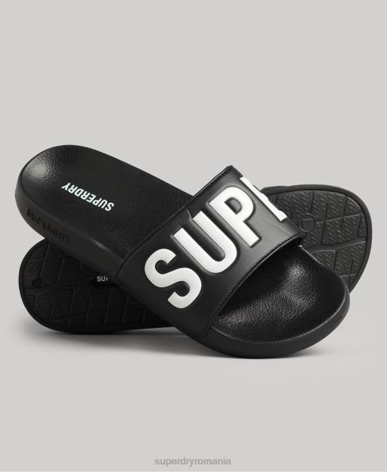 Superdry glisoare de bazin de bază pantofi negru bărbați JX0Z1887