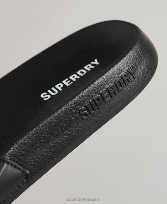 Superdry glisoare de bazin de bază pantofi negru bărbați JX0Z1887