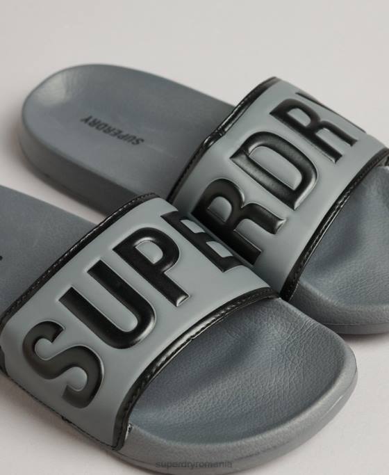 Superdry glisoare de bazin de bază pantofi negru bărbați JX0Z46