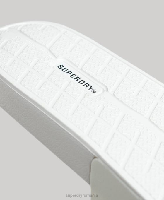 Superdry glisoare de piscină cu logo cod pantofi alb femei JX0Z4369