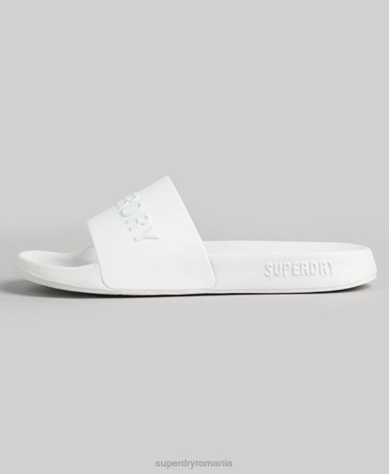 Superdry glisoare de piscină cu logo cod pantofi alb femei JX0Z4379