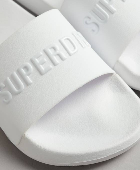 Superdry glisoare de piscină cu logo cod pantofi alb femei JX0Z4379