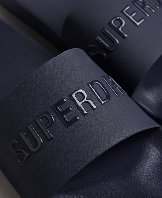 Superdry glisoare de piscină cu logo cod pantofi marina bărbați JX0Z1886