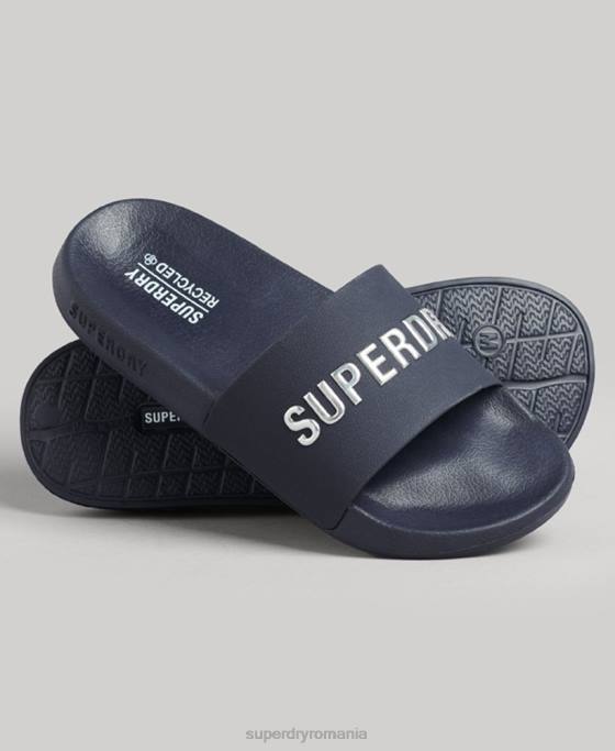 Superdry glisoare de piscină cu logo cod pantofi marina femei JX0Z4392