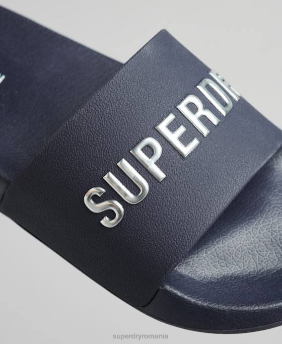 Superdry glisoare de piscină cu logo cod pantofi marina femei JX0Z4392