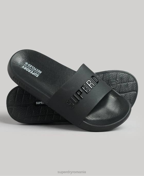 Superdry glisoare de piscină cu logo cod pantofi negru bărbați JX0Z1883
