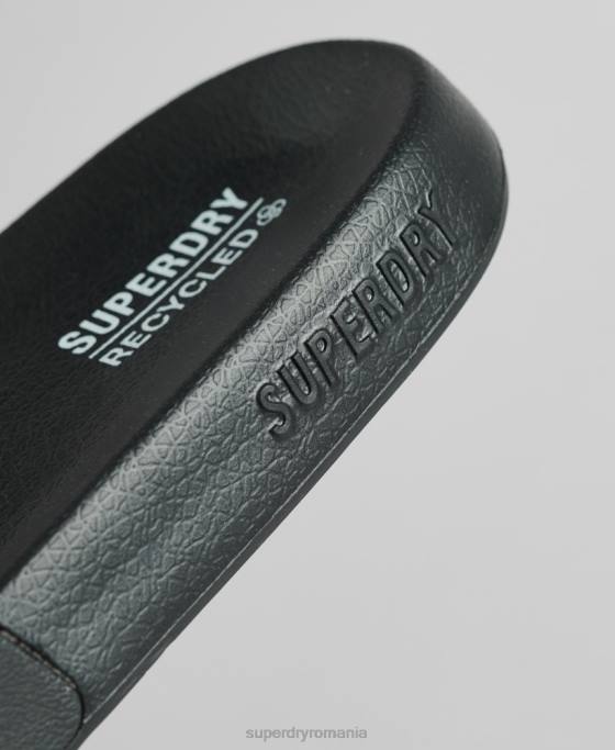 Superdry glisoare de piscină cu logo cod pantofi negru bărbați JX0Z1883