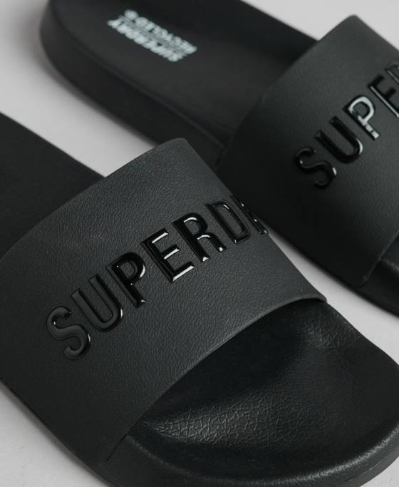 Superdry glisoare de piscină cu logo cod pantofi negru bărbați JX0Z1883