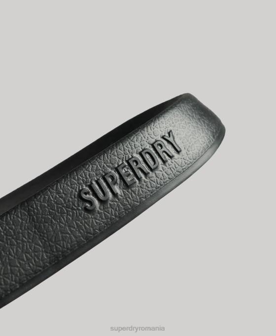 Superdry glisoare de piscină cu logo cod pantofi negru bărbați JX0Z1888