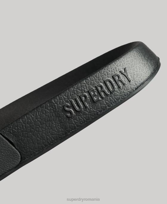 Superdry glisoare de piscină cu logo cod pantofi negru femei JX0Z4345