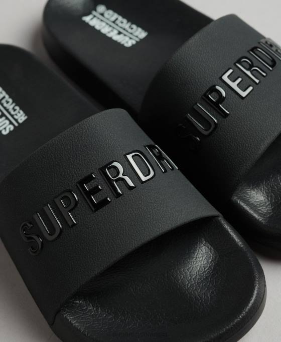 Superdry glisoare de piscină cu logo cod pantofi negru femei JX0Z4372