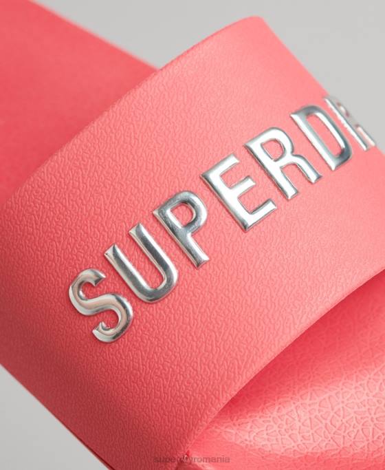 Superdry glisoare de piscină cu logo cod pantofi roz femei JX0Z4352