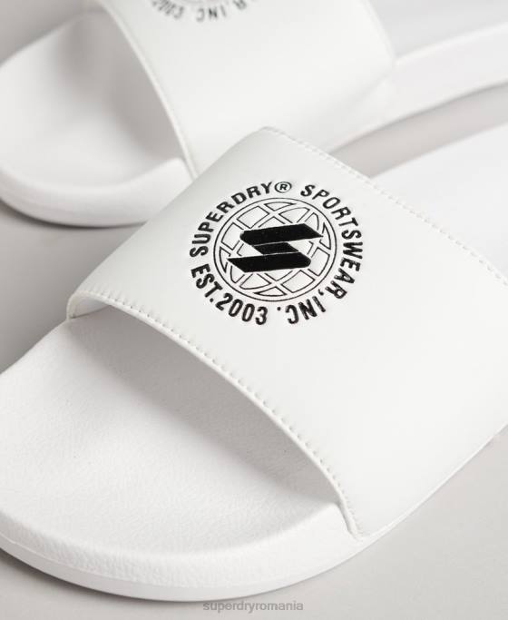 Superdry glisoare de piscină imprimate cu cod pantofi alb bărbați JX0Z1927