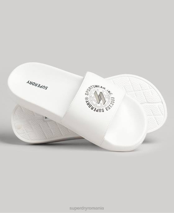 Superdry glisoare de piscină imprimate cu cod pantofi alb femei JX0Z4407
