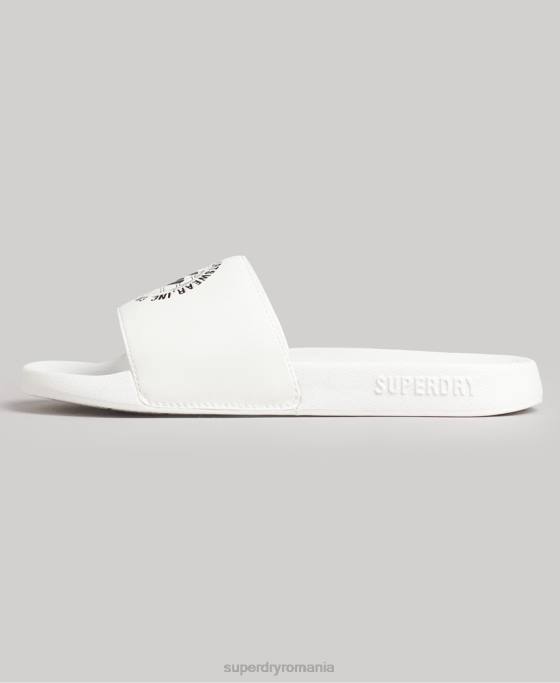 Superdry glisoare de piscină imprimate cu cod pantofi alb femei JX0Z4407