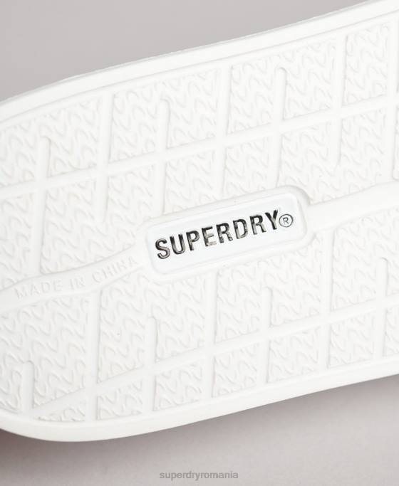 Superdry glisoare de piscină imprimate cu cod pantofi alb femei JX0Z4407