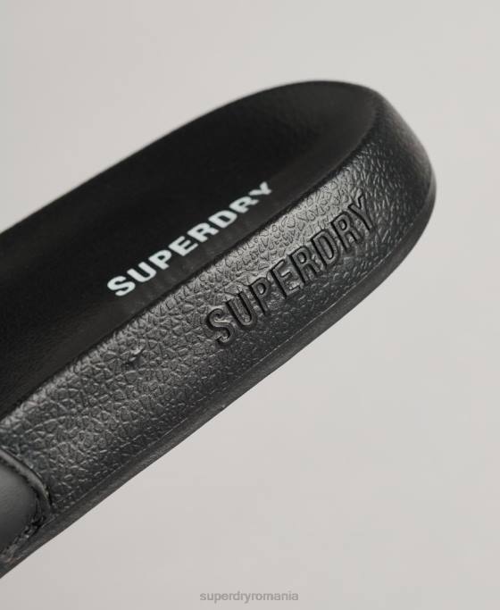 Superdry glisoare de piscină imprimate cu cod pantofi negru bărbați JX0Z1913