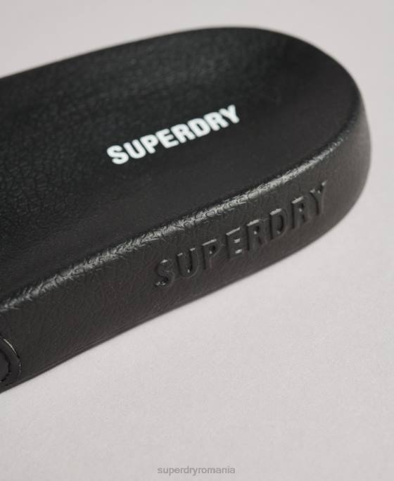 Superdry glisoare de piscină imprimate cu cod pantofi negru femei JX0Z4409