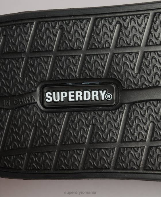 Superdry glisoare de piscină imprimate cu cod pantofi negru femei JX0Z4409