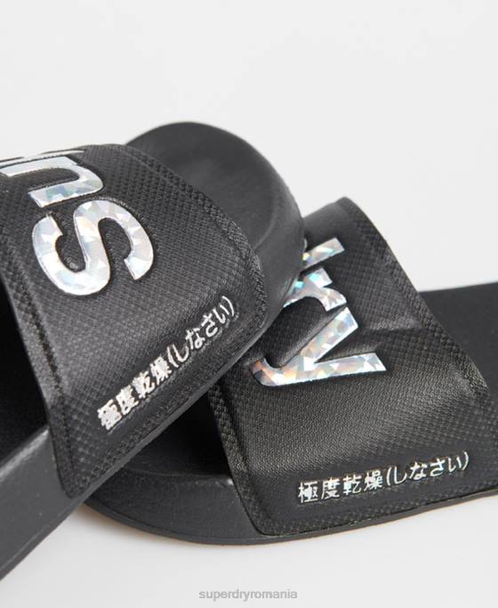 Superdry glisoare holografice pentru piscina de umplere pantofi negru femei JX0Z6780