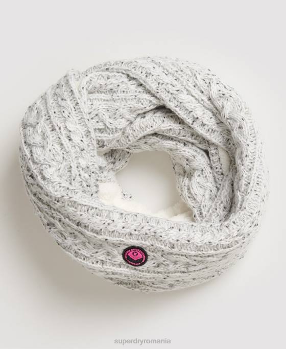 Superdry gracie cable snood accesorii gri deschis femei JX0Z4335