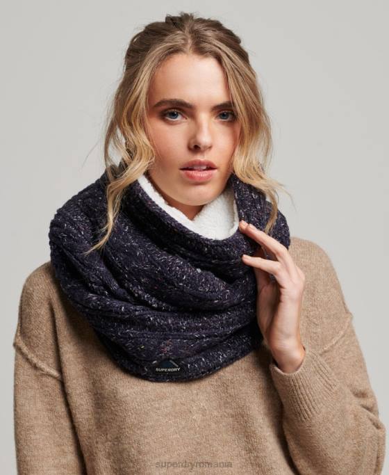 Superdry gracie cable snood accesorii marina femei JX0Z4324