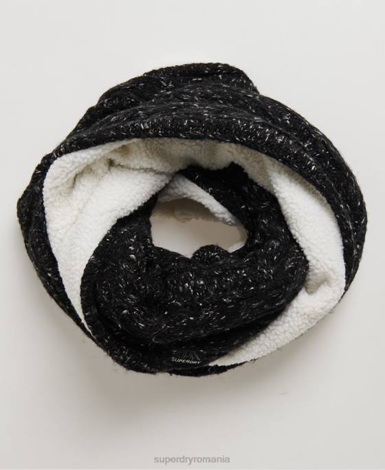 Superdry gracie cable snood accesorii negru femei JX0Z4326