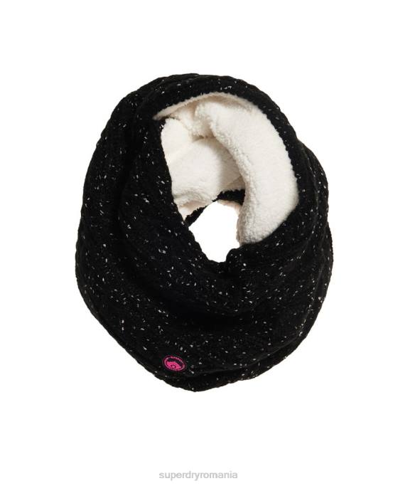 Superdry gracie cable snood accesorii negru femei JX0Z4334