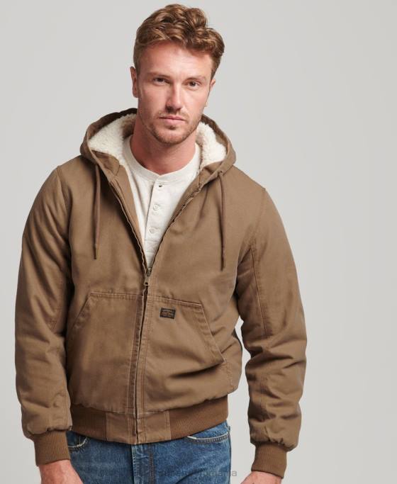 Superdry haine de lucru bomber cu glugă îmbrăcăminte maro bărbați JX0Z1062