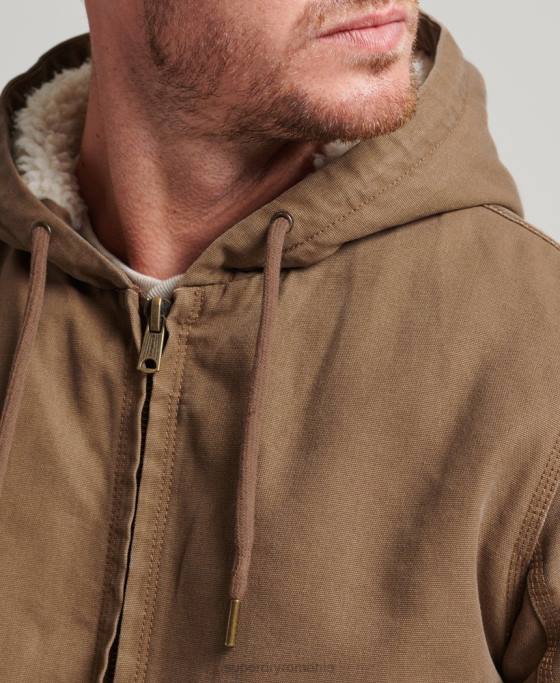 Superdry haine de lucru bomber cu glugă îmbrăcăminte maro bărbați JX0Z1062