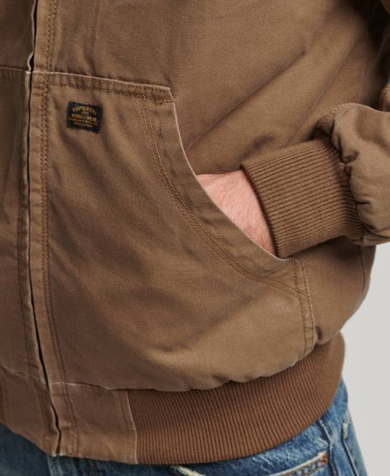 Superdry haine de lucru bomber cu glugă îmbrăcăminte maro bărbați JX0Z1062