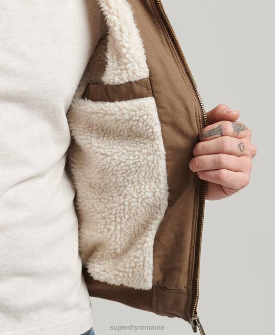 Superdry haine de lucru bomber cu glugă îmbrăcăminte maro bărbați JX0Z1062