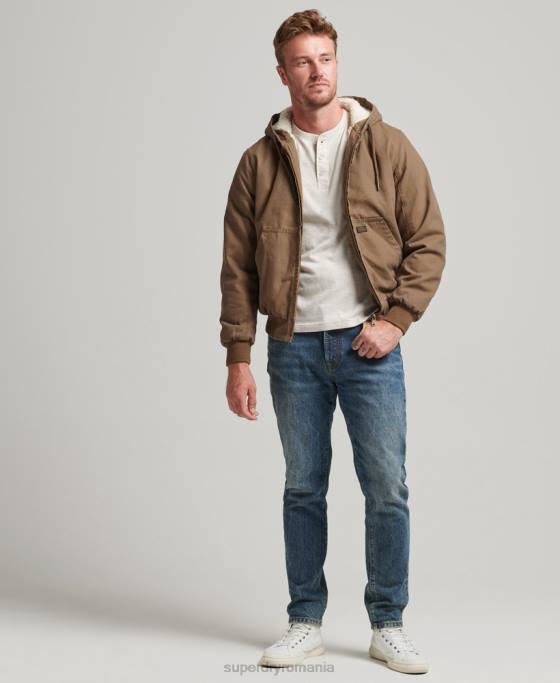 Superdry haine de lucru bomber cu glugă îmbrăcăminte maro bărbați JX0Z1062
